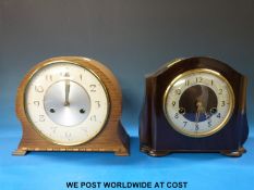 A Smiths two-train mantel clock in bakelite case,