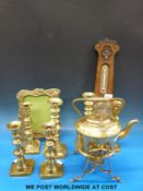 An Art Nouveau brass spirit kettle on stand with impressed Muster GBN to base,