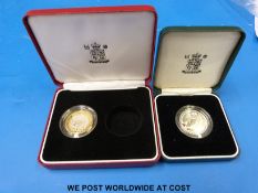 Two cased silver proof £2 piedfort coins, one for peace the other 1998,