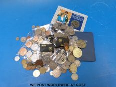 A quantity of largely overseas coins including very small silver content,