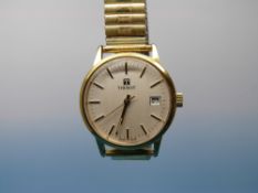 Tissot gentleman's wristwatch with brushed aluminum face,