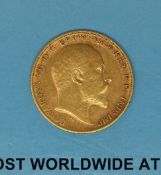 A 1908 gold half sovereign
