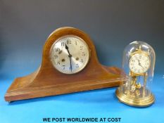 A large Napoleon hat style mantel clock with two-train movement stamped DRGM,