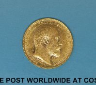 A 1903 Melbourne mint gold full sovereign VF/EF