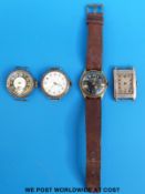 Four vintage wristwatches including an Art Deco style hallmarked silver example