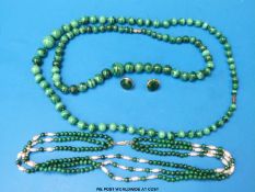 Two large malachite beaded necklaces,