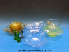 A collection of Art Deco glassware