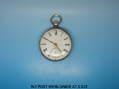 Hyams and Co, Newcastle gentleman's silver fusee pocket watch, London 1872, key winding movement,