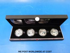 A set of four Countdown to the London Olympics 2012 £5 cased silver proof piedfort coins, 2009,