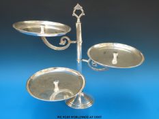A silver plated three tier articulated cake stand (height 45.