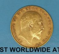 A 1909 gold half sovereign