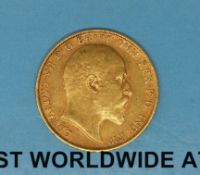 A 1903 gold half sovereign