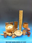 A collection of treen items including bowls,