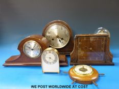 An Art Nouveau style mantel clock, oak two train mantel clock, anniversary clock,