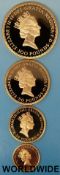 A 1987 cased gold Britannia coin set comprising four proof examples £100, £50.