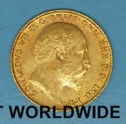 A 1908 gold half sovereign