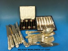 A quantity of Kings pattern silver plated cutlery (approximately six place settings) together with