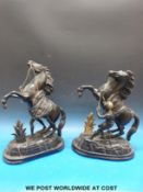 A pair of Spelter figures of rearing horses (height 41cm)