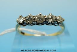 An 18ct gold five-stone diamond ring (size R)