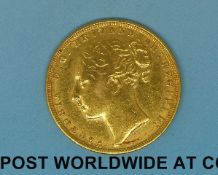 An 1872 Sydney mint young head gold full sovereign,