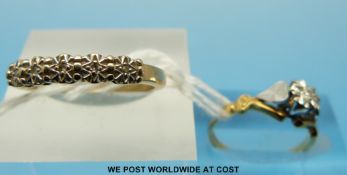 Two 9ct gold rings both set with diamonds