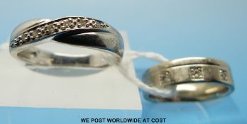 Two 9ct white gold rings set with diamonds