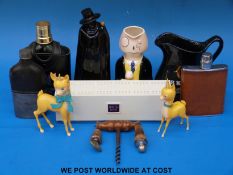 A collection of breweriana to include hip flasks, cork screws, toby jugs, Silk Cut dominoes etc.