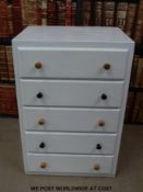A painted chest of five drawers (H80 x W53 x D42cm)