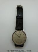 Bulova Longchamp gentleman's wristwatch with stainless steel batton markers and hands and in