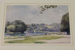 Frank Sherwin : On the Thames, watercolo