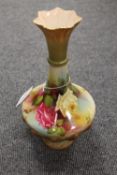 A Royal Worcester hand painted gilded vase decorated with rose sprays, height 26.5 cm. CONDITION