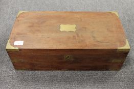 A nineteenth century brass mounted mahogany writing box, width 50.5 cm. CONDITION REPORT: Time aged,