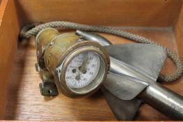 A ship's log 'Cherub II' by Walker's, cast in brass, in a mahogany case. CONDITION REPORT: Good time