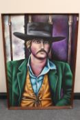 Eric Scott : Butch Cassidy, acrylic on board, signed, dated 1969, 120 cm x 90 cm, framed.