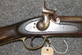 An 1857 pattern Enfield rifle, with detachable bayonet. CONDITION REPORT: Good condition, with