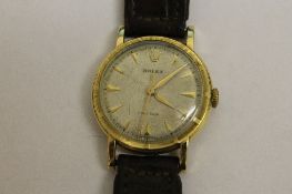 A Gentleman's 18ct gold Rolex Precision wrist watch, case and movement signed with Rolex buckle.