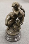 After Edelaplanches -  bronze study of a naked Lady by a tree stump, height 30 cm. CONDITION REPORT: