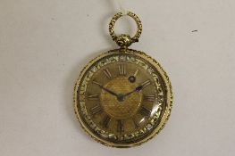 An 18ct gold Georgian fob watch, with multi-coloured gold dial.