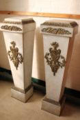 A pair of French ormolu mounted marble columns (2)