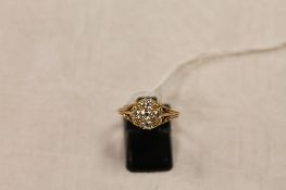 A Victorian five stone diamond ring in yellow metal. CONDITION REPORT: Approximately over 0.5ct.