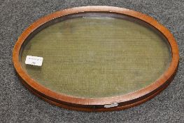 A ninenteenth century mahogany oval table box with hinged and glazed lid, width 37.5 cm. CONDITION