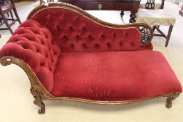 A Victorian mahogany chaise longue, with 153cm.