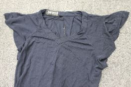 A vintage Jean Muir of London navy blue midi day dress, size 10.