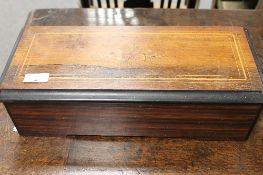 A Victorian inlaid rosewood music box, width 41 cm. CONDITION REPORT: Playing condition, sounds like