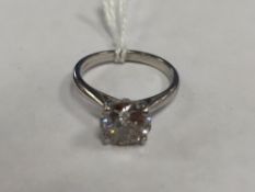 An 18ct white gold old cut diamond solitaire ring, approximately 2ct.