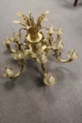 A nineteenth century style brass six branch light fitting. CONDITION REPORT: Good condition