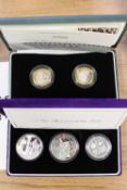 A Royal Australian Mint -Three piece silver Accession set, together with a silver two pound proof