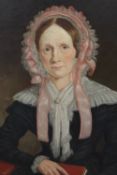 Nineteenth century English school : A portrait of Ann Venton Gibson, oil on canvas, 64cm x 77cm,