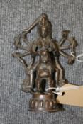 An Indian bronze figure depicting Kali, height 16 cm. CONDITION REPORT: Good condition with good