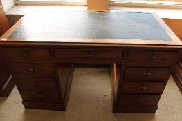 A late Victorian mahogany pedestal desk, width 126cm.